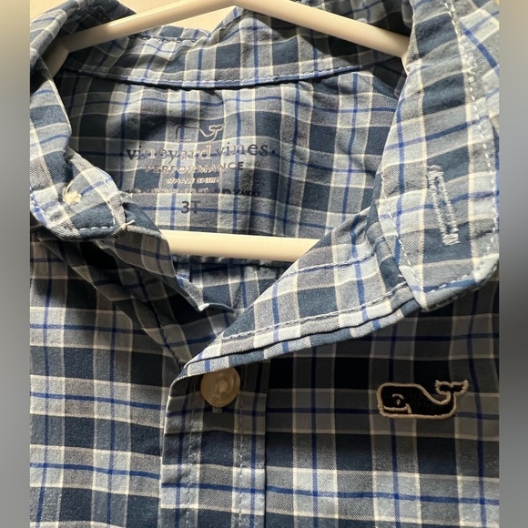 Vineyard Vines Boy’s Blue Plaid Shirt Performance Material 3T - Picture 2 of 5
